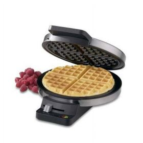 1-Waffle Round Electric Waffle Maker, Stainless Steel