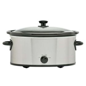 6 Quart Oval Slow Cooker, Stainless Steel Finish, Glass Lid, Model