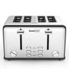 Toaster 4 Slice, Geek Chef Stainless Steel Extra-Wide Slot Toaster with Dual Control Panels of Bagel/Defrost/Cancel Function, 6 Toasting Bread Shade S