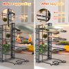 Pot and pan organizer, Pot Lid Holders & Pan Rack, Multiple DIY methods 8 tier pot racks, adjustable kitchen organization and storage for pots and pan