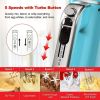 5-Speed Lightweight Electric Hand Mixer with Dough Hooks, Beaters, & Storage Base + Simple Eject Button, 5 Speeds + Turbo, Retro Blue