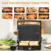 4 Slice Panini Press Grill, Stainless Steel Sandwich Maker with Non-Stick Double Plates, Locking Lids and Drip Tray, Opens 180 Degrees to Fit Any Type