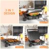 4 Slice Panini Press Grill, Stainless Steel Sandwich Maker with Non-Stick Double Plates, Locking Lids and Drip Tray, Opens 180 Degrees to Fit Any Type