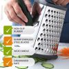 Stainless Steel Cheese Grater 9in 4 Sides, Perfect Grater for Parmesan Cheese. Vegetables, Ginger- Dishwasher Safe, Durable (Random Color)