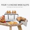 Toaster 4 Slice, Geek Chef Stainless Steel Extra-Wide Slot Toaster with Dual Control Panels of Bagel/Defrost/Cancel Function, 6 Toasting Bread Shade S