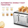 Toaster 4 Slice, Geek Chef Stainless Steel Extra-Wide Slot Toaster with Dual Control Panels of Bagel/Defrost/Cancel Function, 6 Toasting Bread Shade S