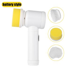 Electric Cleaning Brush Rechargeable Cleaner Handheld Bathtub 3 Brush Head Toilet Wash Brush Kitchen Bathroom Sink Cleaner Tool (Ships From: China, Color: Set A)