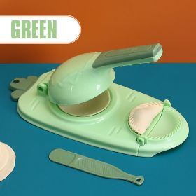 2 In 1 Dough Pressing Tool Set Kitchen Dumpling Maker Dumpling Mold DIY Dumpling Wrapper Makers Manual Press Dumpling Crust Tool (Color: Green, size: 1PCS)