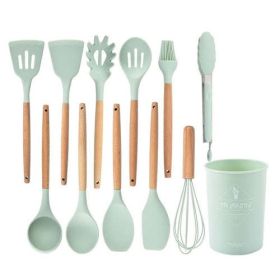 Non-stick Silicone Kitchenware Cooking Utensils Set Cookware Spatula (Color: Auburn)