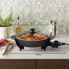 12" Round Nonstick Electric Skillet with Glass Cover, Black